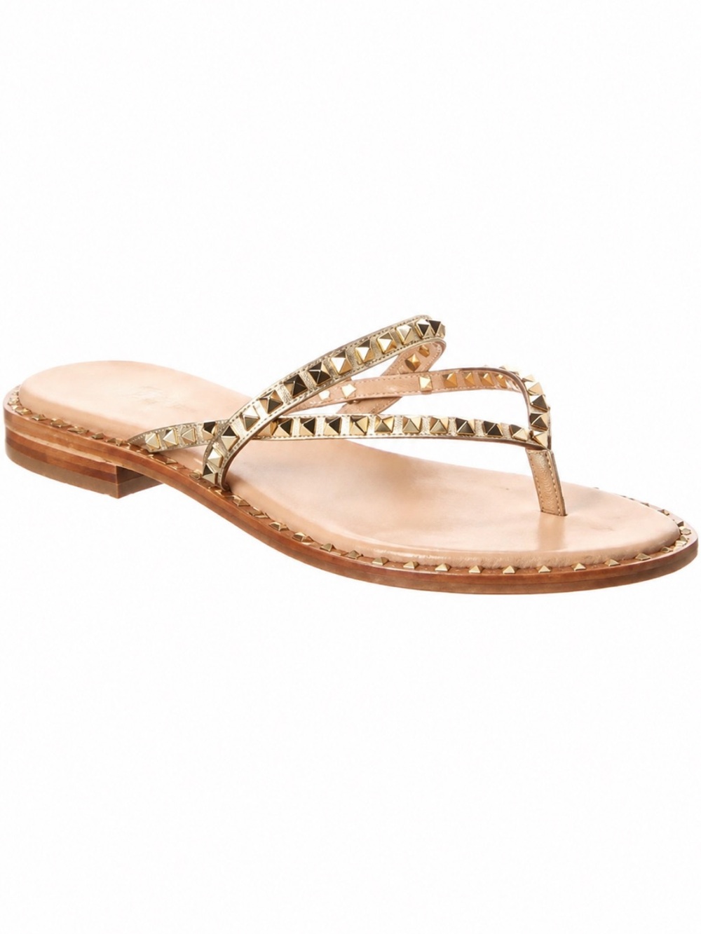 ASH Pulse Gold Studded Leather Sandals Size 41 EUC!
